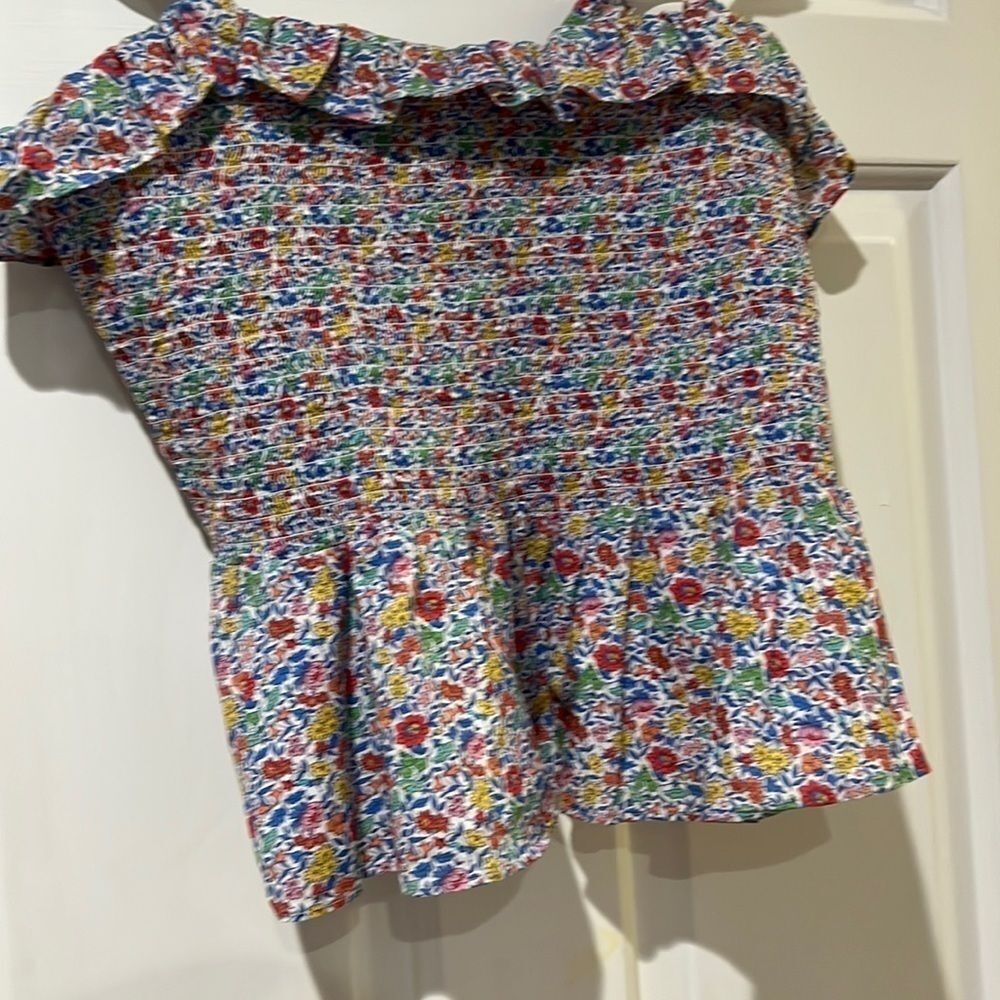 J. Crew Ruffle Smocked liberty print tank